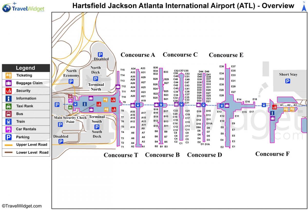 žemėlapis Hartsfield Jackson Atlantos Tarptautinis oro Uostas