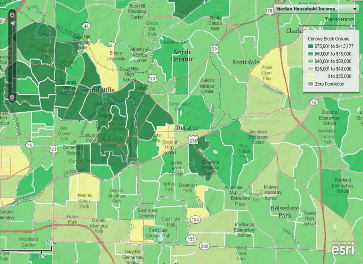 demografinis žemėlapis Atlanta