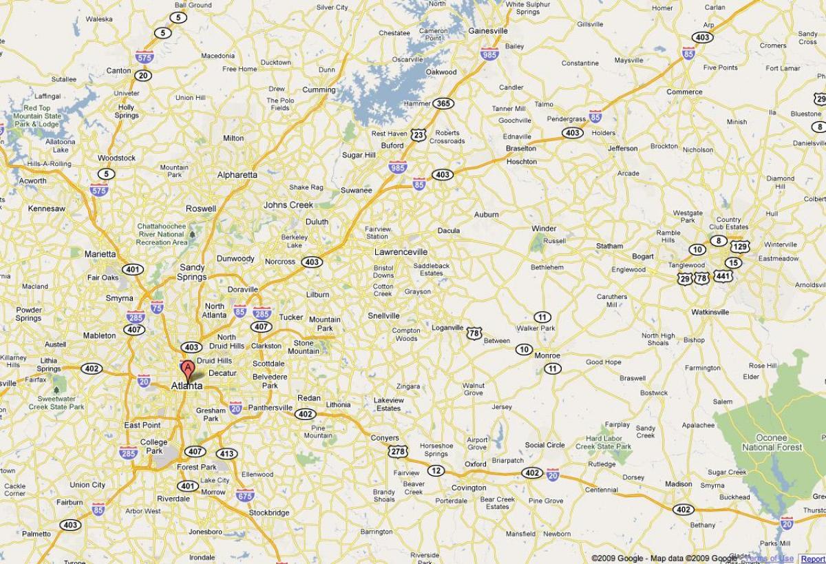 žemėlapis iš Atlanta ga