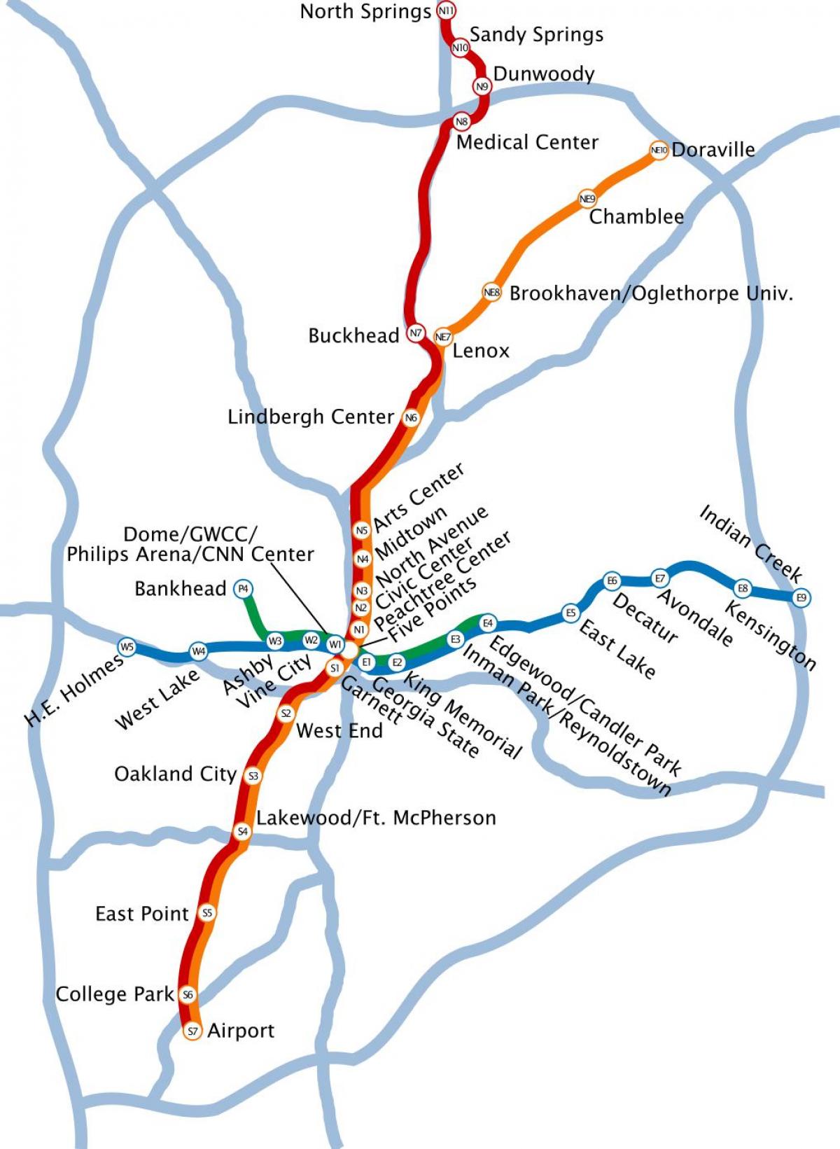 žemėlapis metro Atlanta
