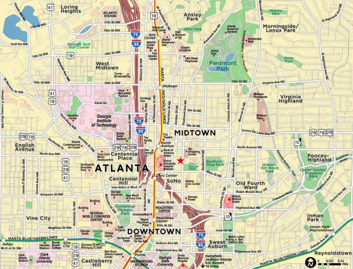 žemėlapis midtown Atlanta