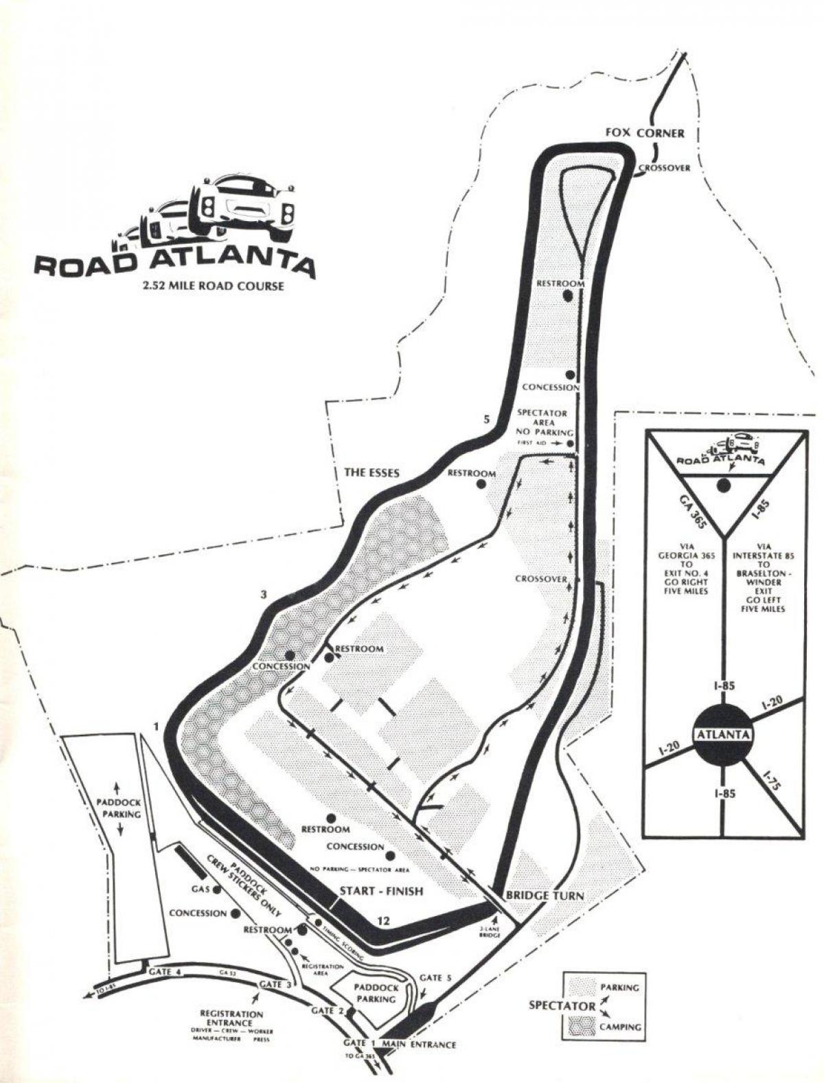 žemėlapis road Atlanta trasoje