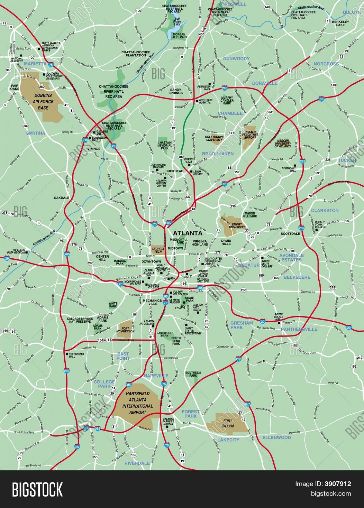 daugiau Atlanta vietovės žemėlapį
