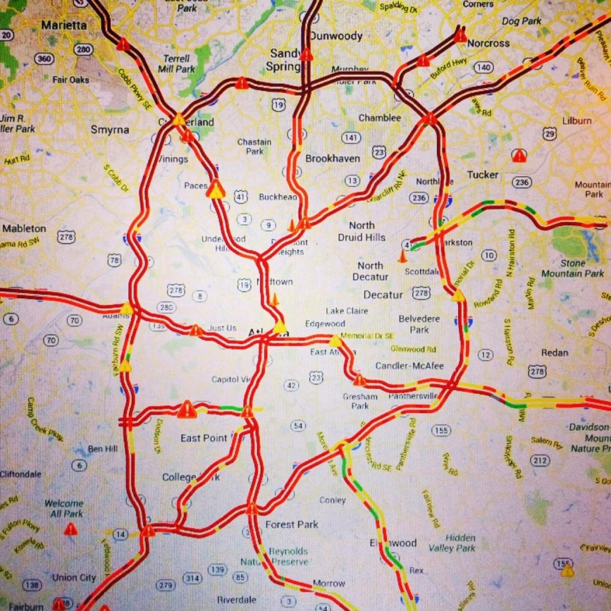 žemėlapis Atlanta eismo