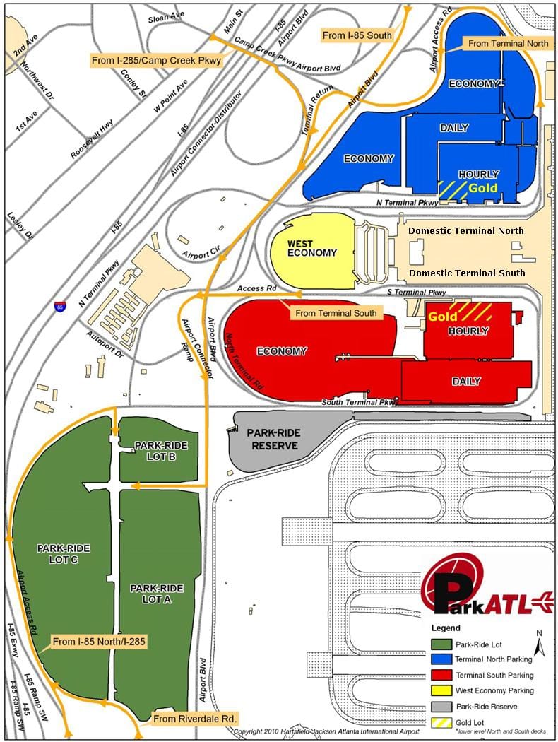 Atlanta Hartsfield oro uosto automobilių stovėjimo žemėlapyje