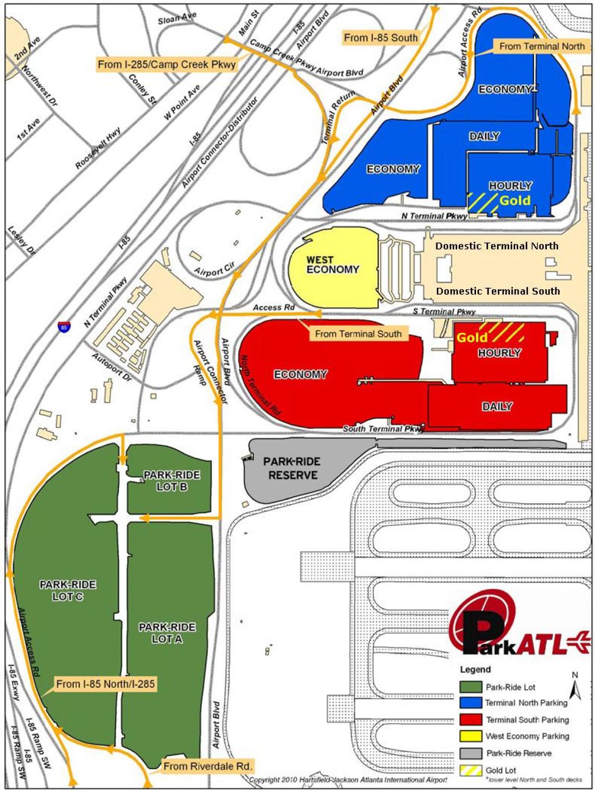 Atlanta Hartsfield oro uosto automobilių stovėjimo žemėlapyje