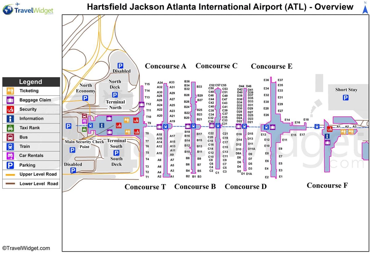 Atlanta international terminal žemėlapyje