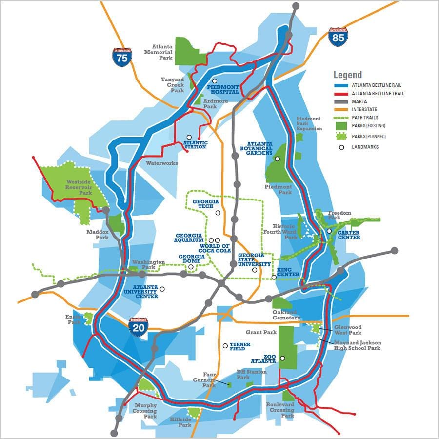beltline Atlanta žemėlapyje