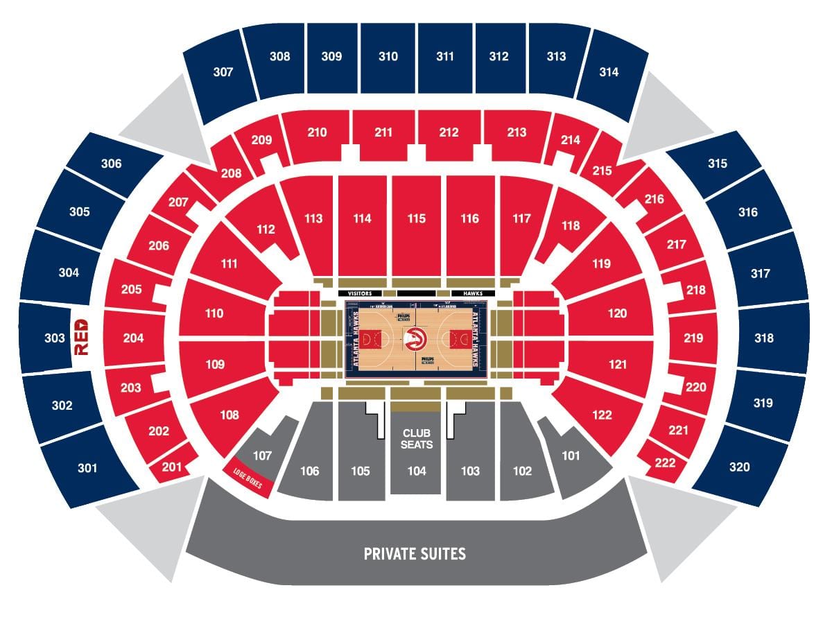 Philips arena sėdynės žemėlapyje
