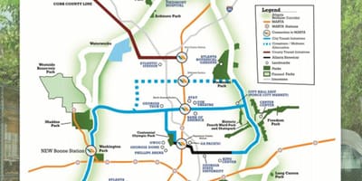 Žemėlapis Atlanta beltline