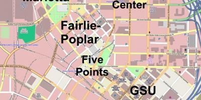 Žemėlapis downtown Atlanta