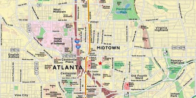 Žemėlapis midtown Atlanta