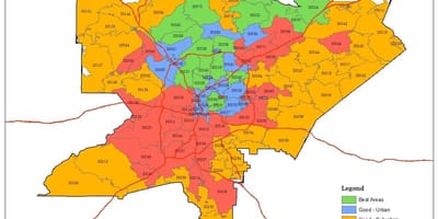 Atlanta plotas pašto kodą žemėlapyje